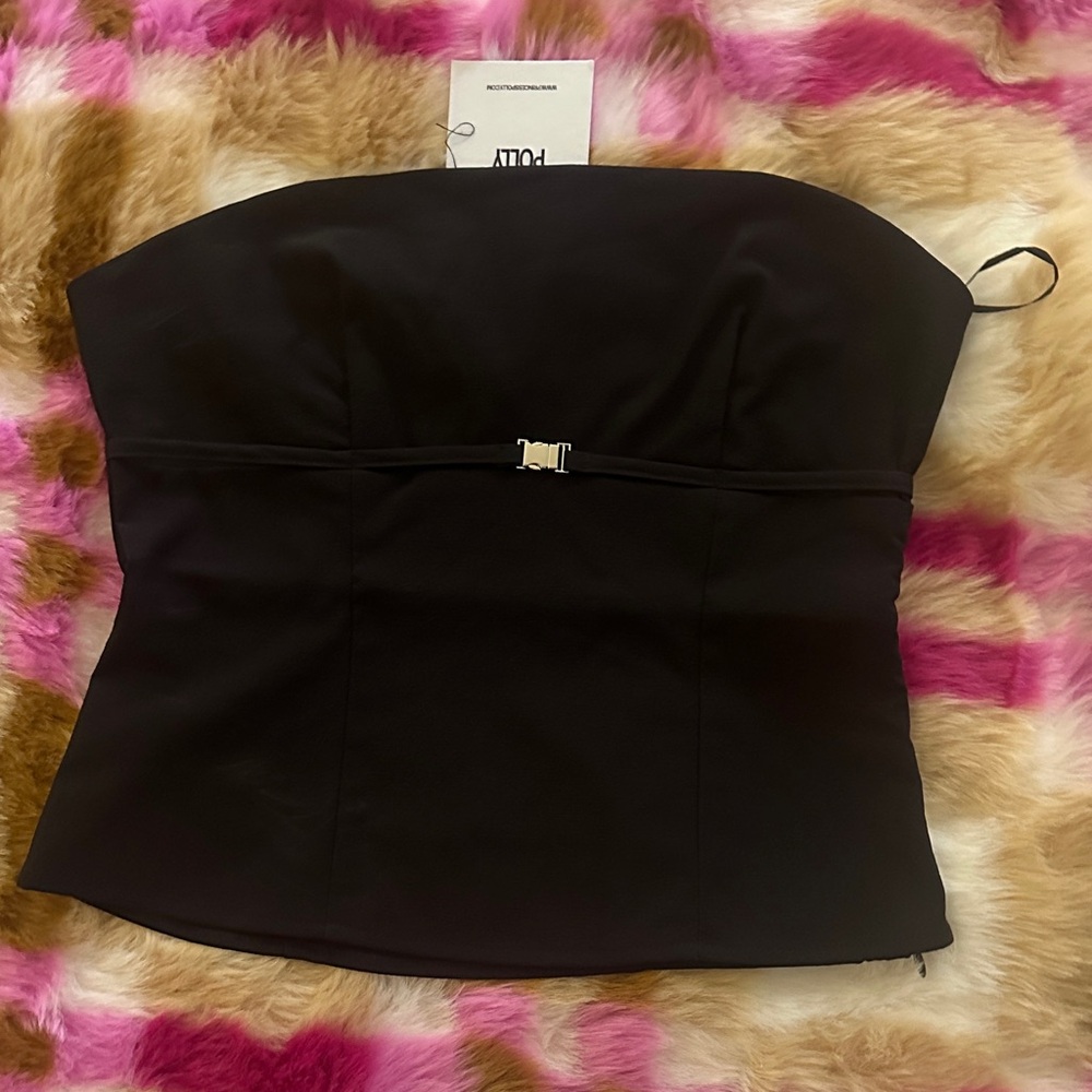 Princess Polly Black Strapless Crop Top